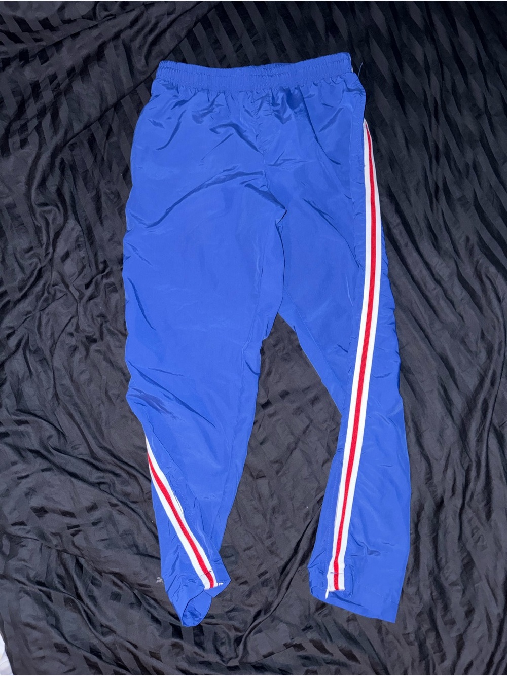 Royal Blue Joggers with Red & White Side Stripes
